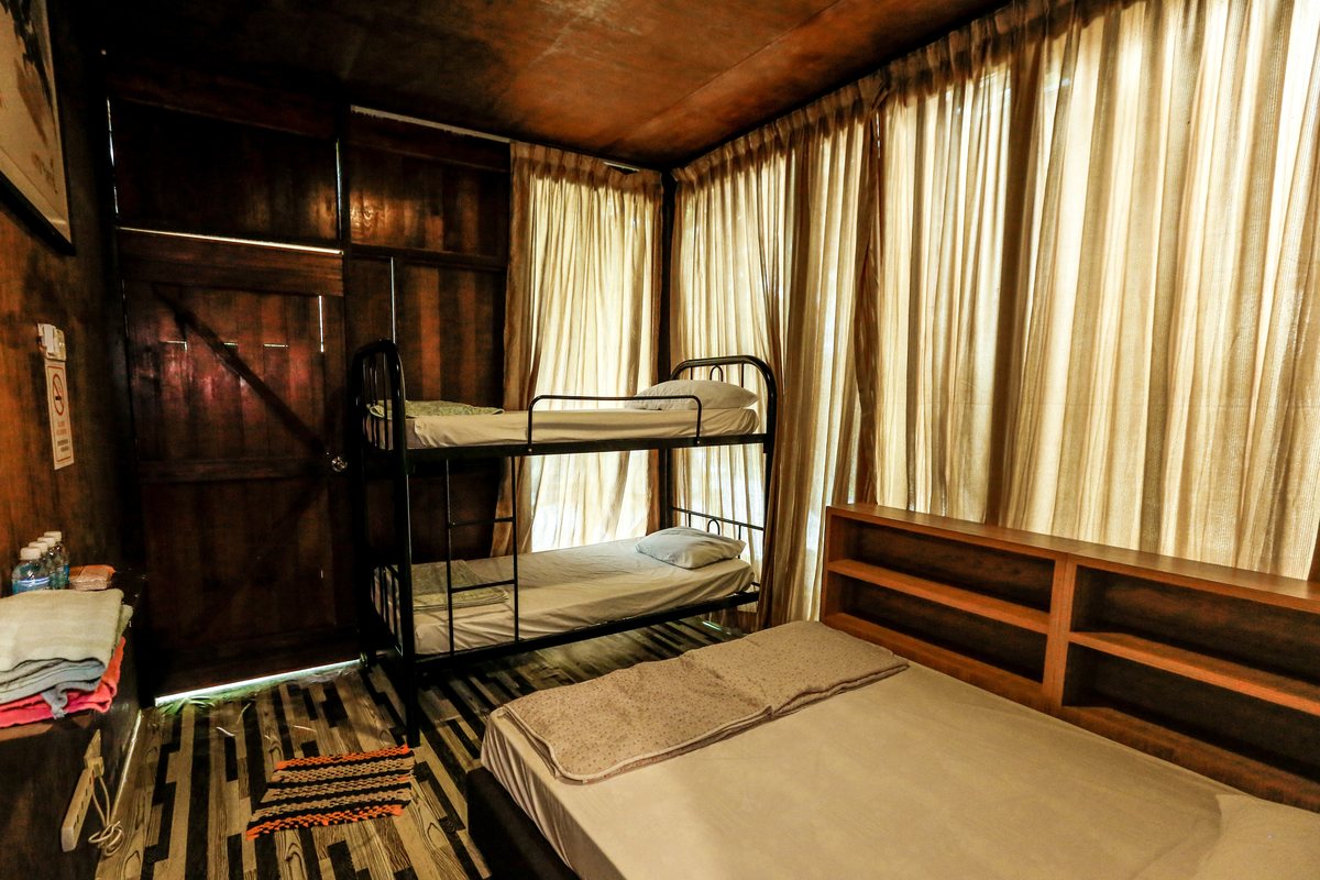 Timber room, bunk beds in a timber cabin